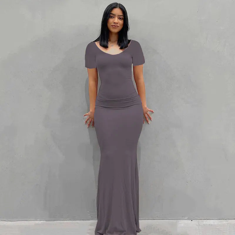 Casual Slim-fit Short Sleeve Long Dress for Women