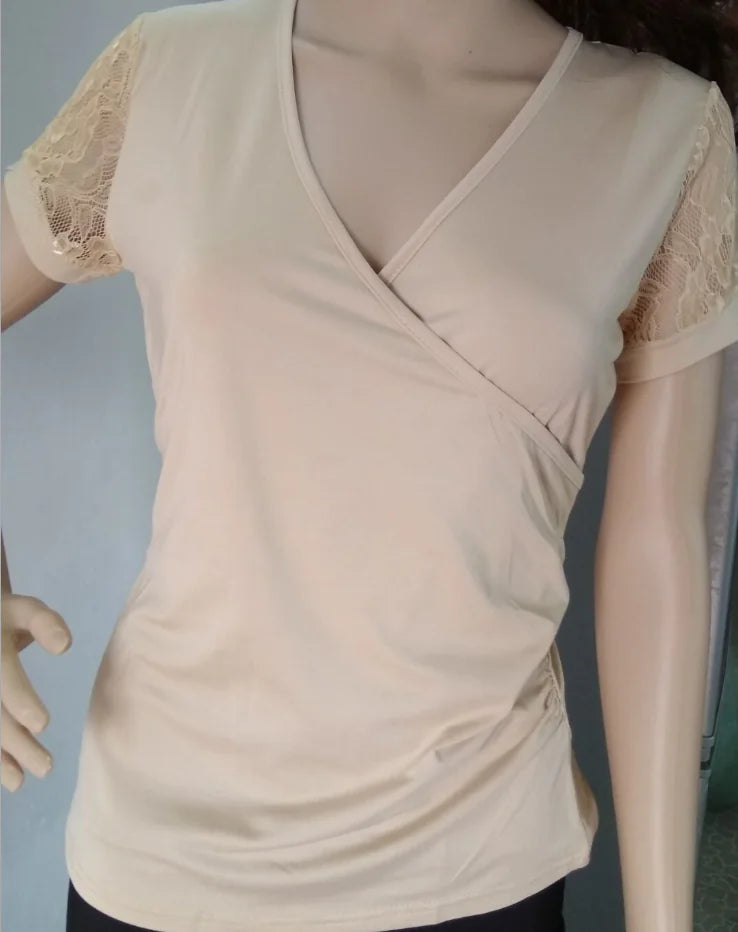 Lace Short Sleeve T-Shirt and Base Layer Top