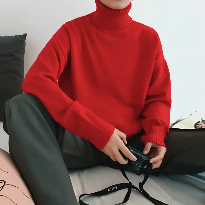 Men's Korean Style Loose Knit Turtleneck Sweater