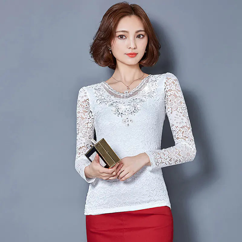Lace Base Layer Top, Fleece Warm Shirt