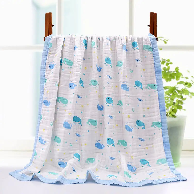 6-Layer Gauze Baby Bath Towel with Cartoon Print