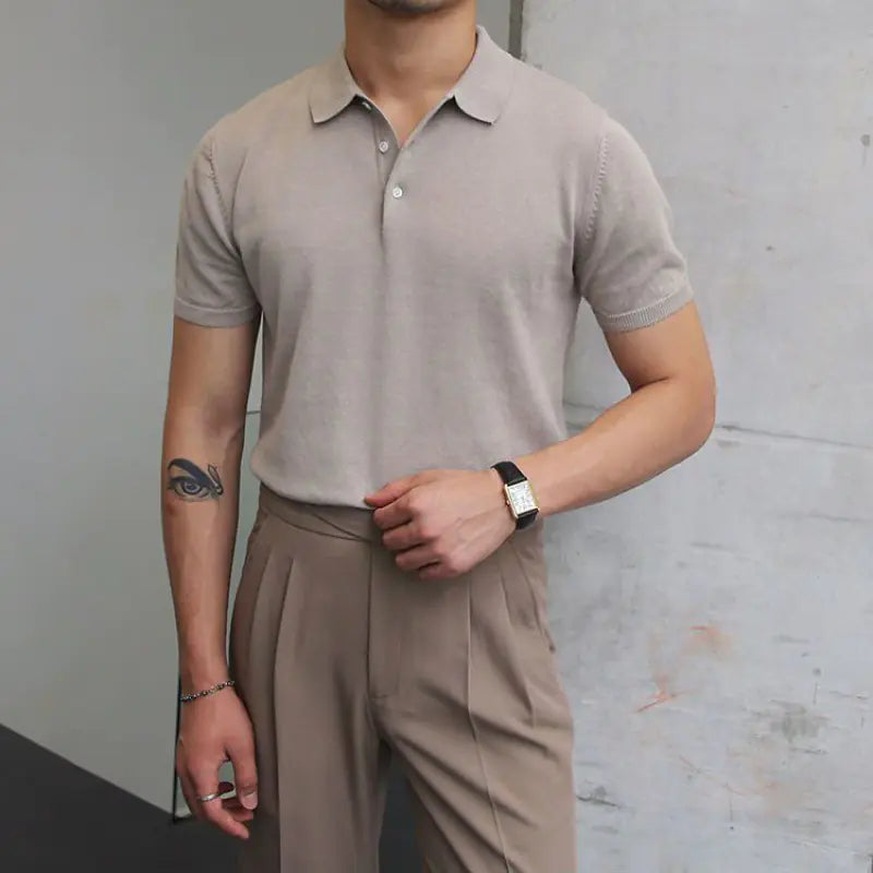 Trendy Summer Knit Slim Fit Short Sleeve Shirt