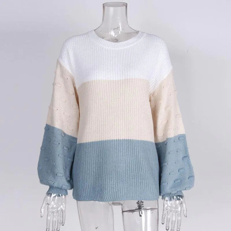 New Style Loose Pullover Knit Sweater with Long Sleeves