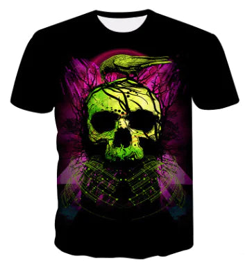 Digital Print Crew Neck Short Sleeve T-Shirt