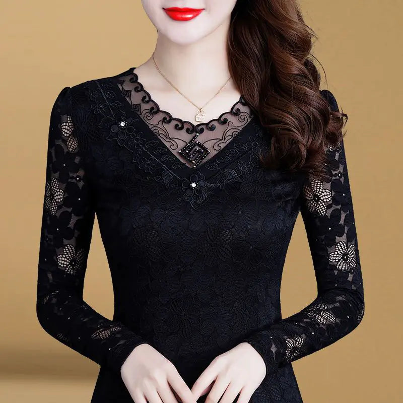 Lace Base Layer Top, Fleece Warm Shirt