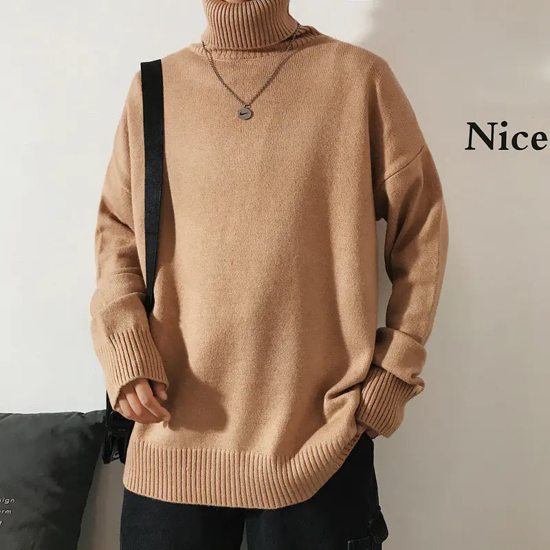 Men's Korean Style Loose Knit Turtleneck Sweater