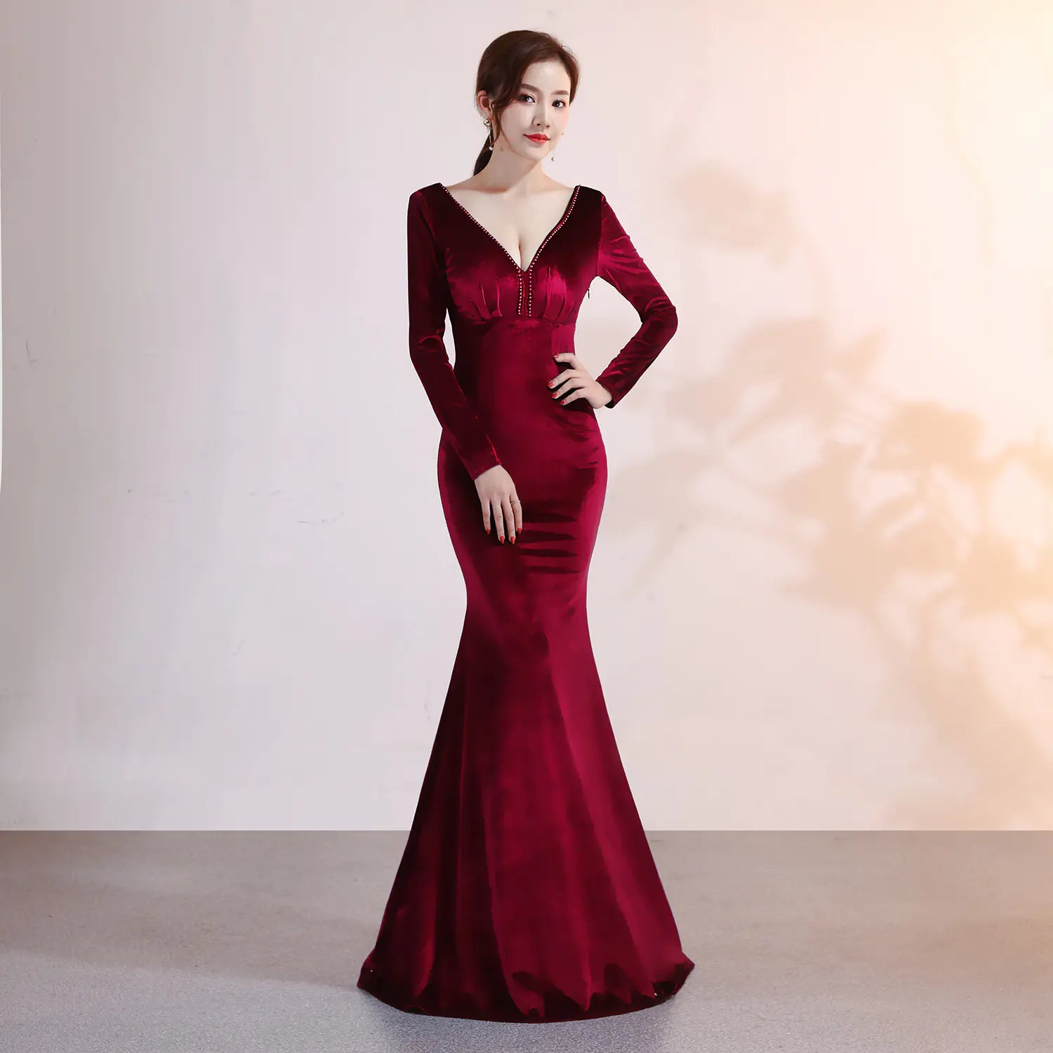 Velvet Evening Mermaid Dress, Elegant Evening Gown