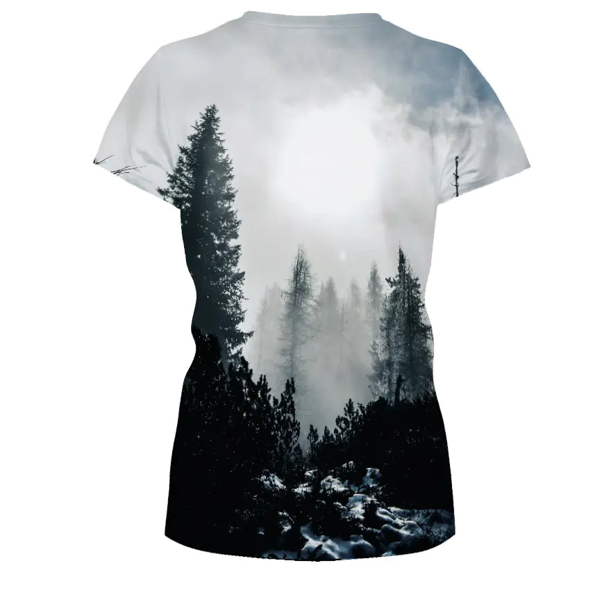 Forest Digital Print T-Shirt, Round Neck, Short Sleeve