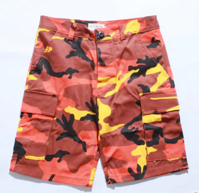 Men's Summer New Cargo Pants, Purple Camouflage Shorts