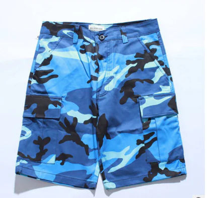 Men's Summer New Cargo Pants, Purple Camouflage Shorts