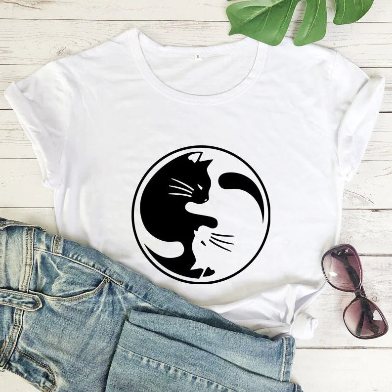 Casual Round Neck Short Sleeve T-Shirt - Digital Print