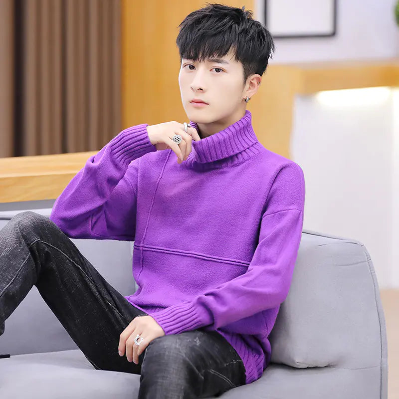Men's Thick Warm Turtleneck Knit Sweater (Korean Style)