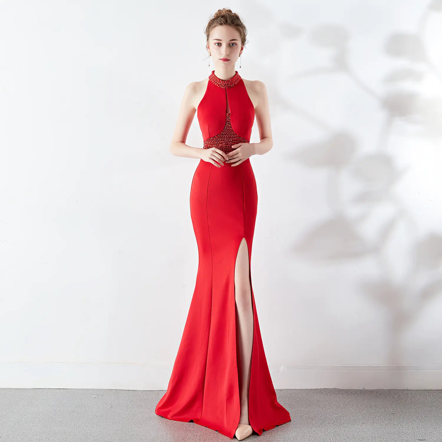 Red Mermaid Evening Gown for Weddings and Parties