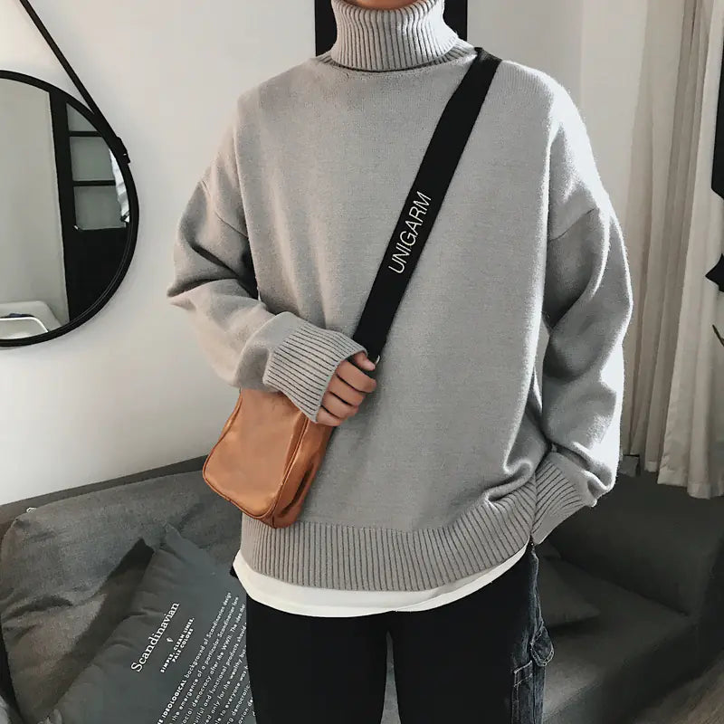 Men's Korean Style Loose Knit Turtleneck Sweater