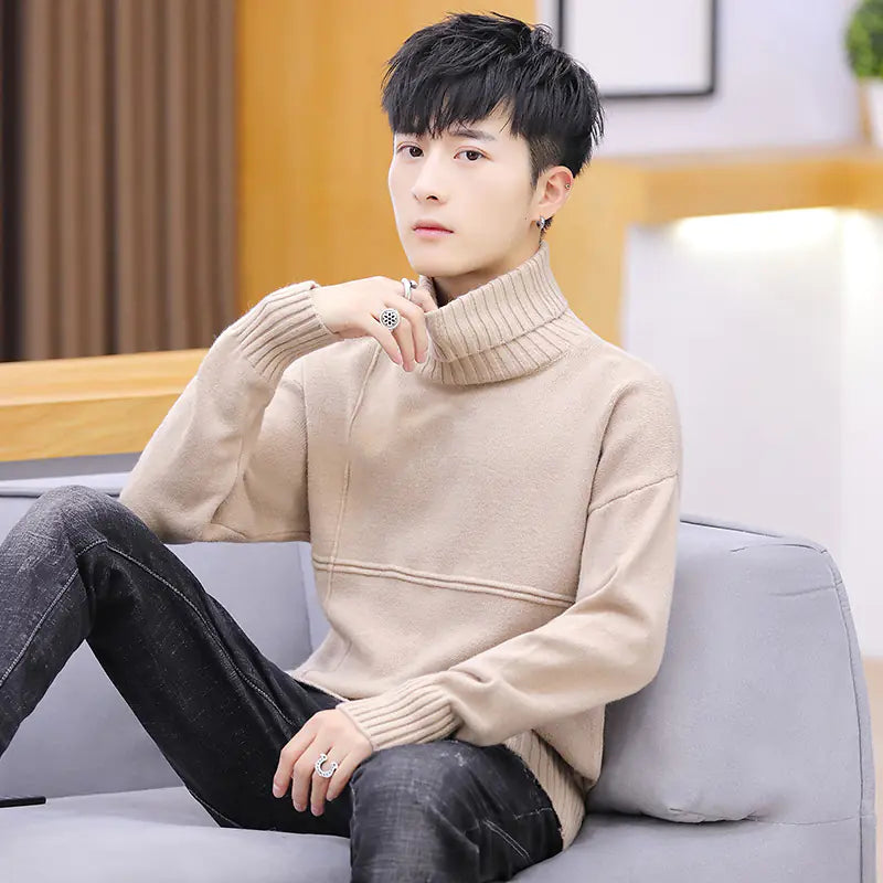 Men's Thick Warm Turtleneck Knit Sweater (Korean Style)