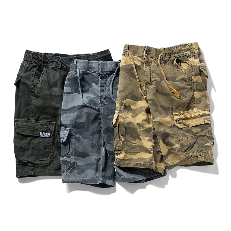 Men's Summer Camouflage Cargo Shorts for Outdoor Use