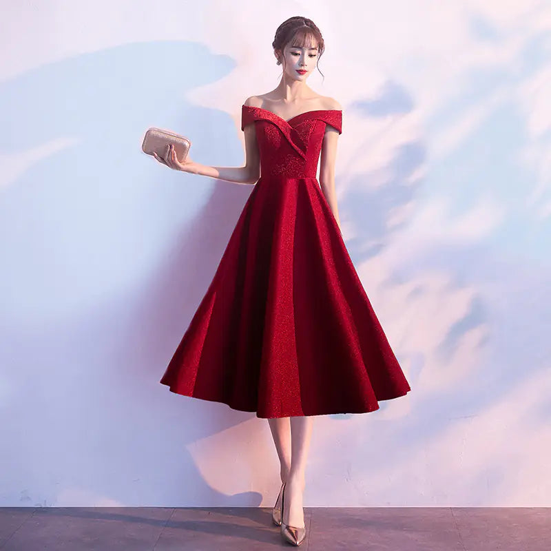 Red Long Evening Dress for Weddings and Engagements