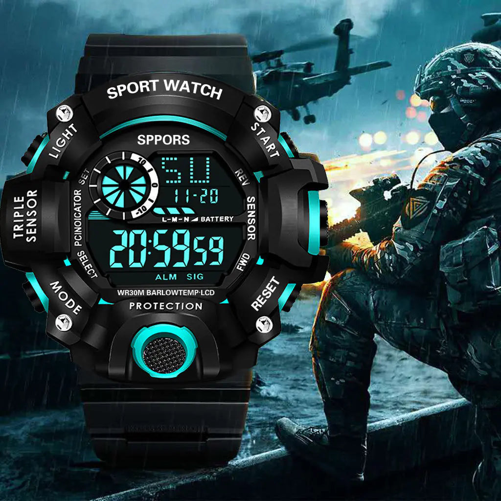 YIKAZE Men's Multifunction LED Digital Sports Watch