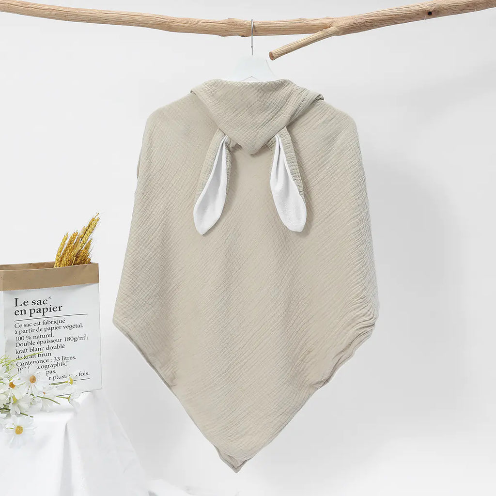 Hooded Cotton Baby Bath Towel with Double-layer Gauze