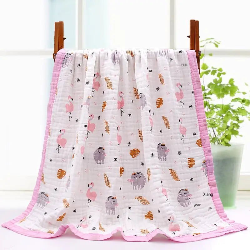 6-Layer Gauze Baby Bath Towel with Cartoon Print