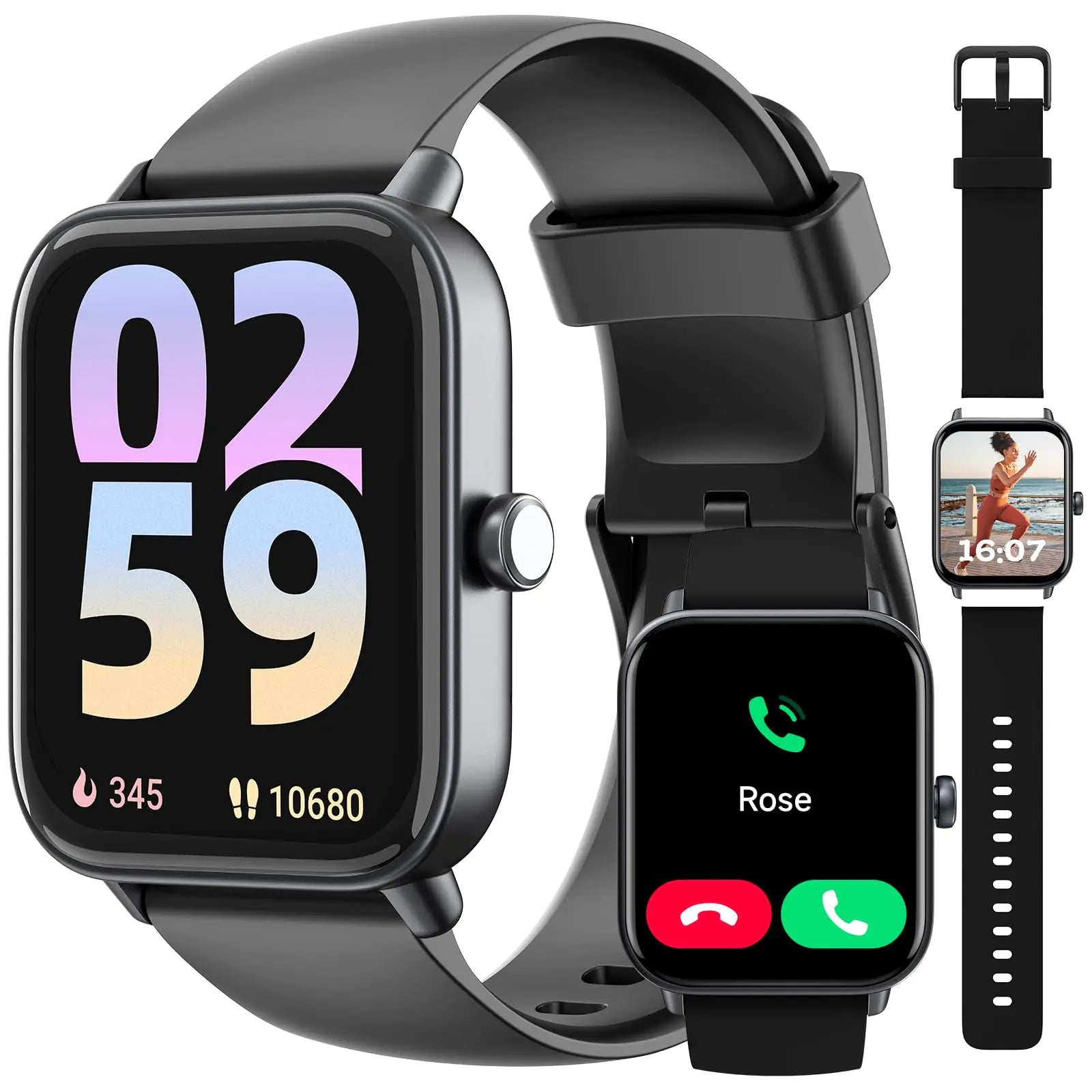 Smart Watch for Women Men Android & iPhone Compatible Fitness Watch Bluetooth Call & Receive Text 1.8" Smartwatch with Alexa/Heart Rate/SpO2/Sleep Monitor/Calorie Step Tracker 7-Day Battery