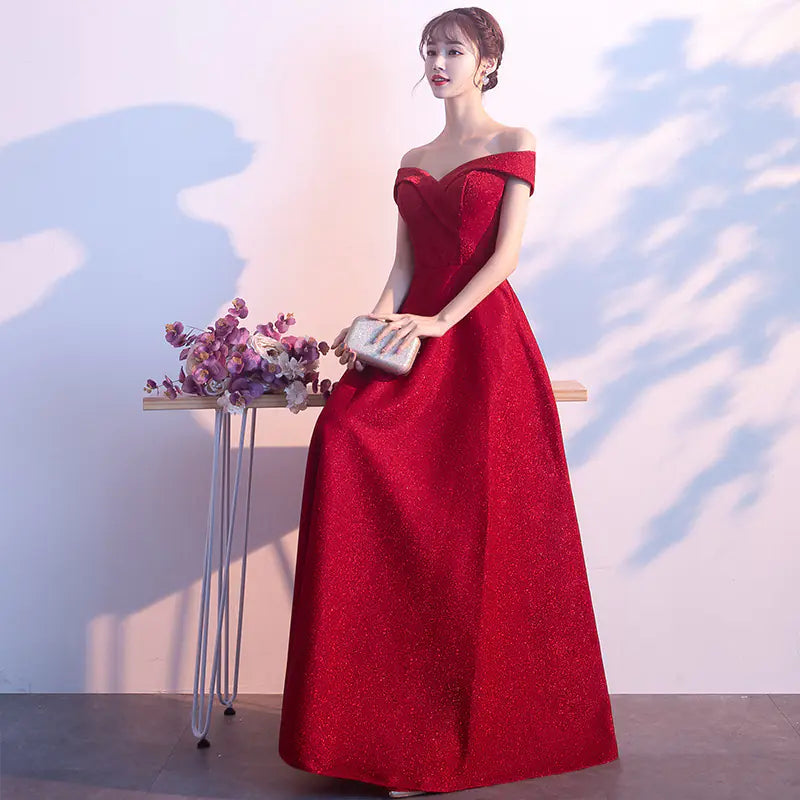 Red Long Evening Dress for Weddings and Engagements