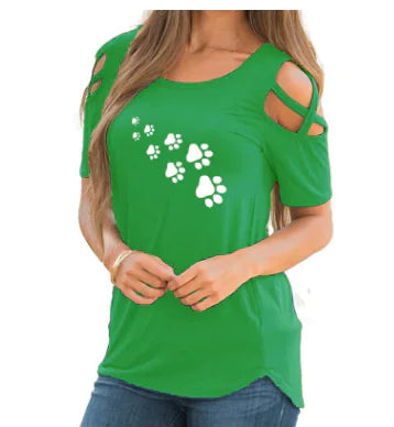 Heart Print Crew Neck Short Sleeve T-Shirt