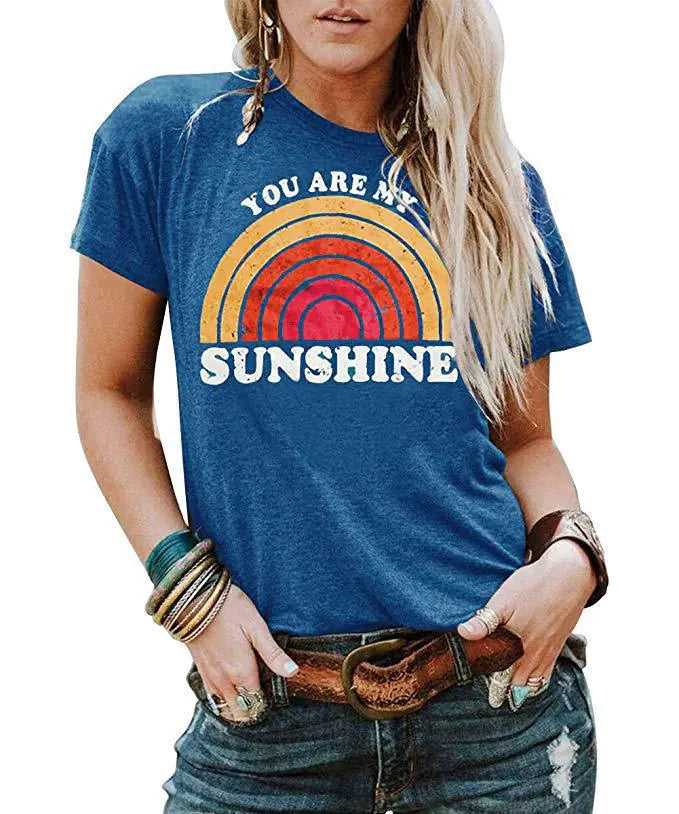Letter Print Crew Neck Short Sleeve T-Shirt