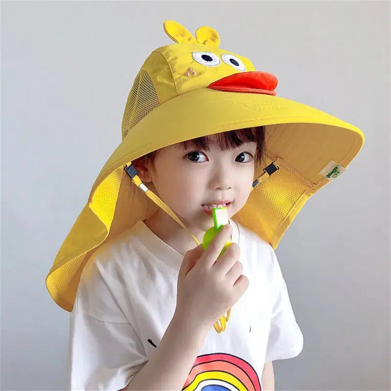 Children's Yellow Bucket Beach Hat for Boys and Girls