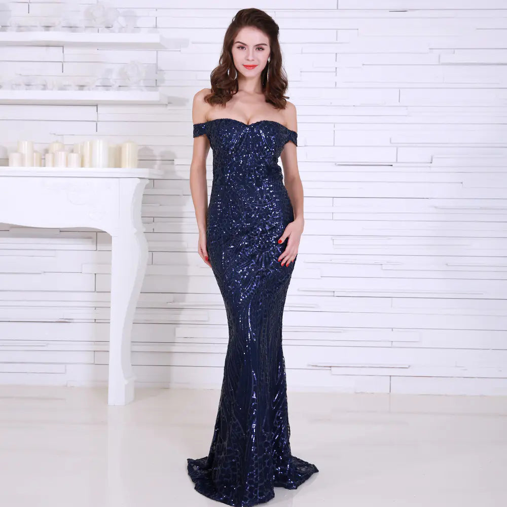 Sequin Strapless Mermaid Evening Gown Dress