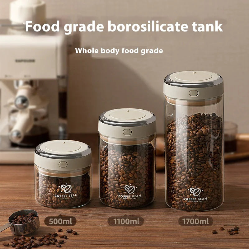 Vacuum-Sealed Coffee Bean Storage Canister – Airtight Freshness Keeper