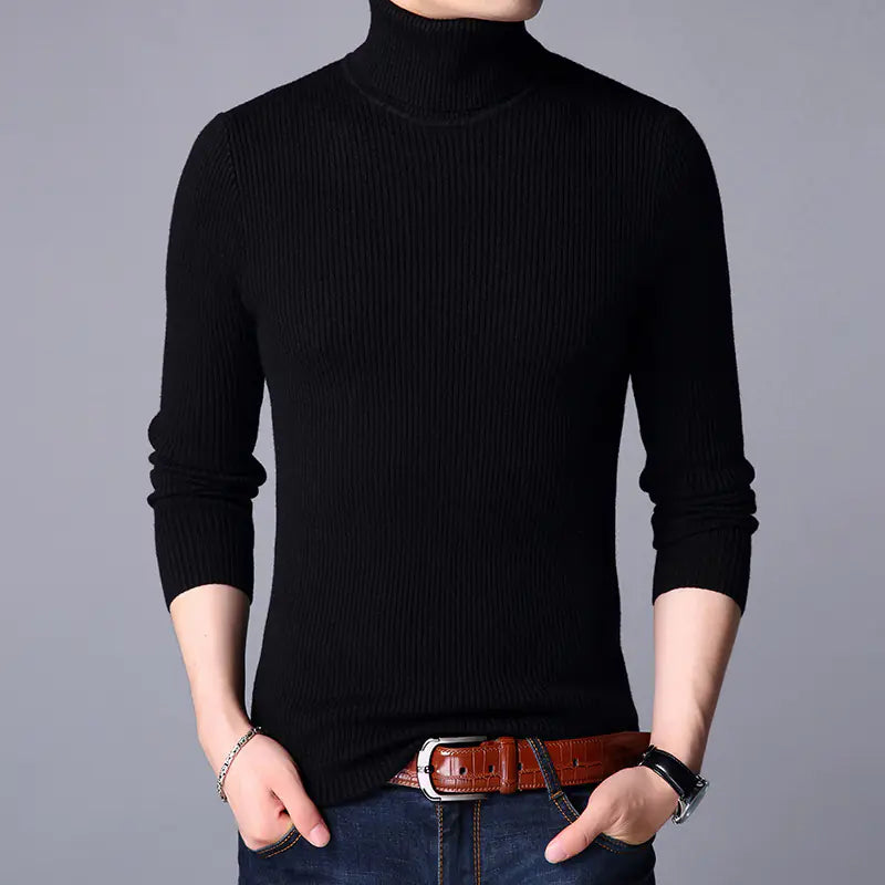 Men's Thick Turtleneck Sweater - Korean Style