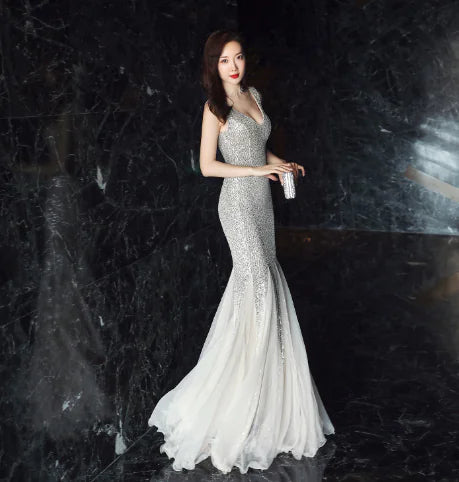 Sequin Mermaid Evening Gown for Women - Elegant Style