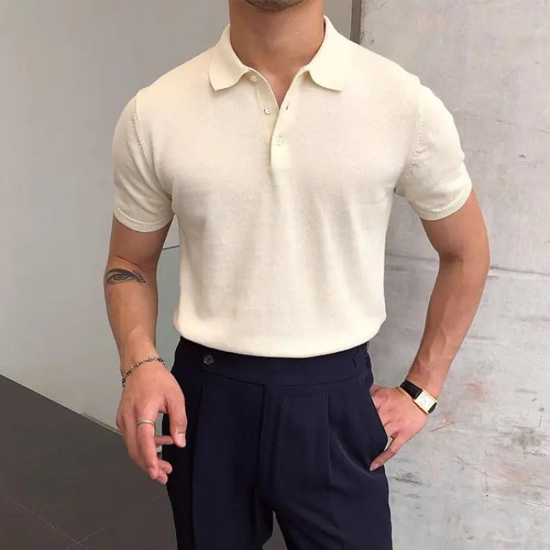 Trendy Summer Knit Slim Fit Short Sleeve Shirt