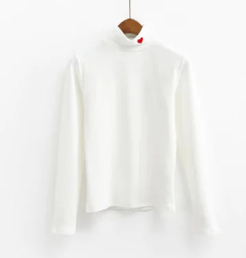 Embroidered Heart T-Shirt, Warm Stretch Base Layer