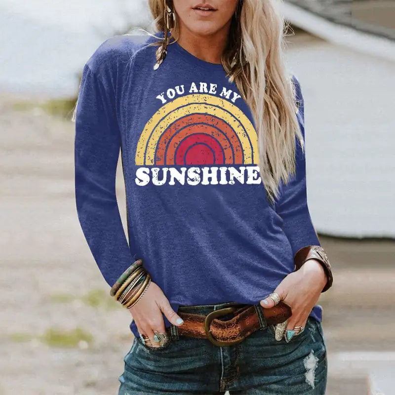 Letter Print Crew Neck T-Shirt, Short & Long Sleeve