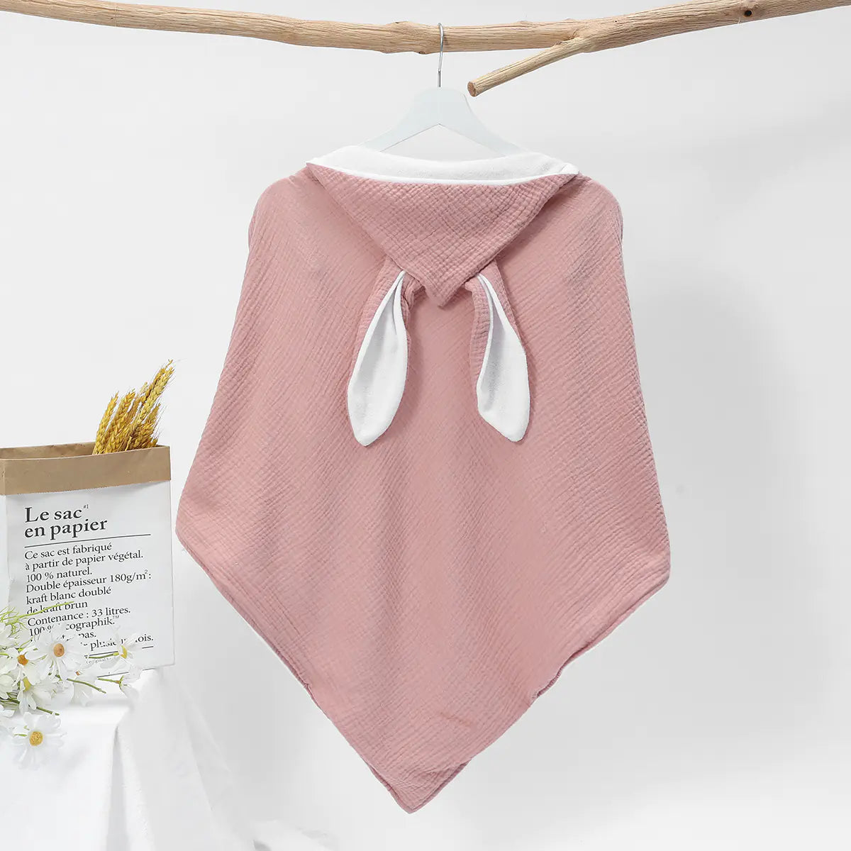 Hooded Cotton Baby Bath Towel with Double-layer Gauze