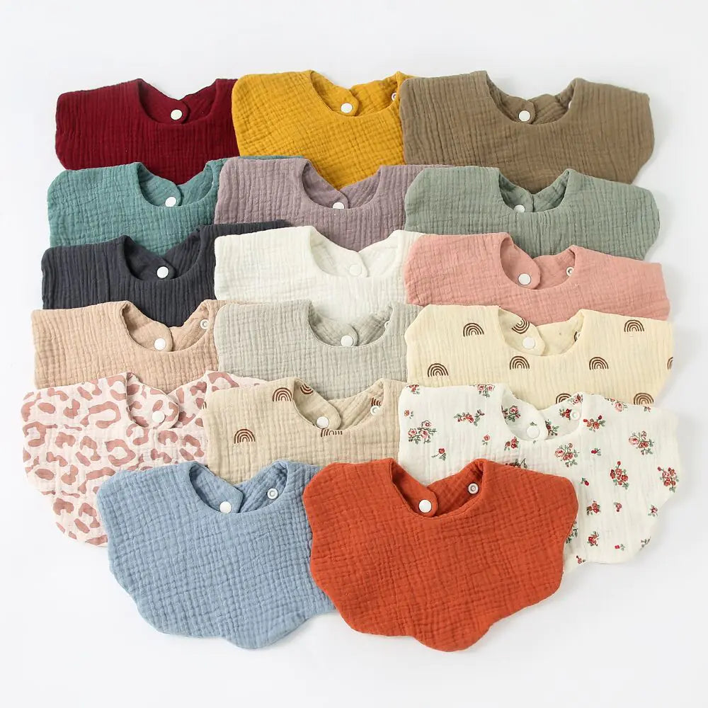 Baby Printed Cotton Gauze Wavy Bib Towel