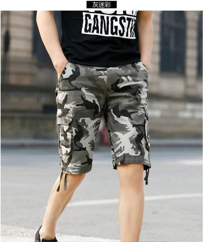 Camouflage Men's Cargo Shorts with Multiple Pockets