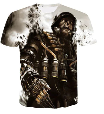 Digital Print Crew Neck Short Sleeve T-Shirt