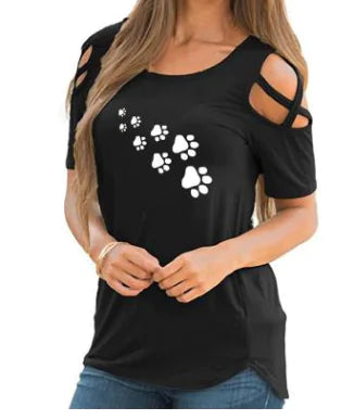 Heart Print Crew Neck Short Sleeve T-Shirt