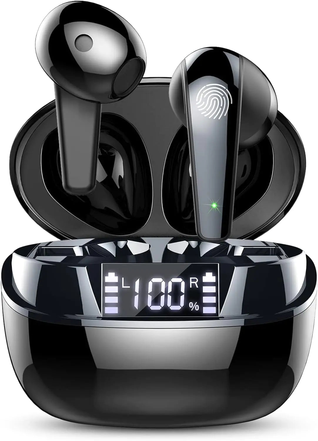 Ear Buds Wireless Bluetooth 5.3 Earbuds with HiFi Stereo 47H in Ear Wireless Earphones with 4 ENC Noise Cancelling Microphones Dual LED Display Wireless Earbuds IPX7 Waterproof for Home Black