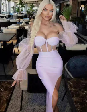 Yarn Long Sleeve Dress for Weddings and Parties