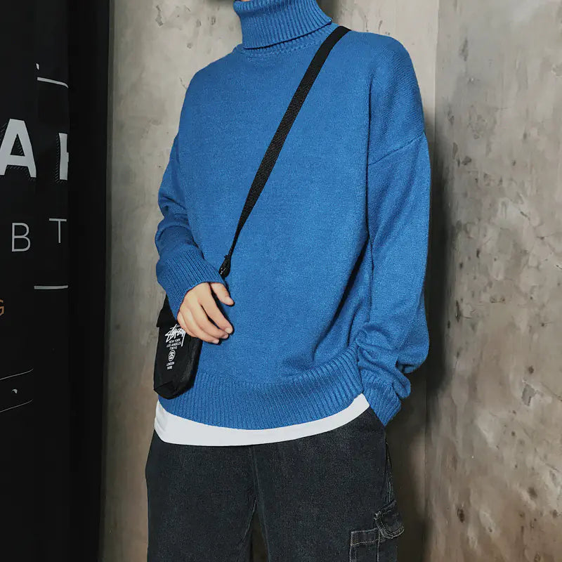 Men's Korean Style Loose Knit Turtleneck Sweater