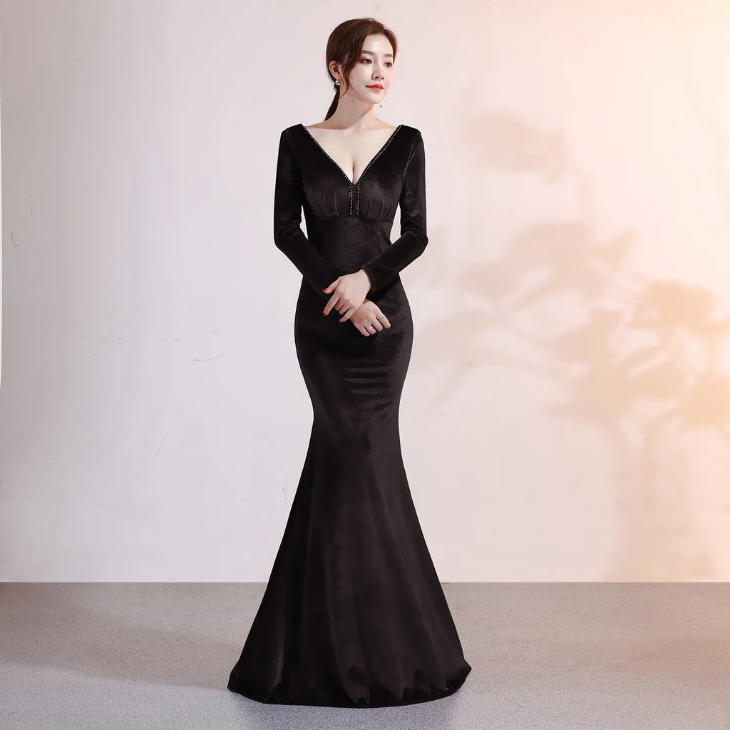 Velvet Evening Mermaid Dress, Elegant Evening Gown