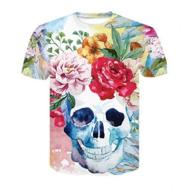 Digital Print Crew Neck Short Sleeve T-Shirt