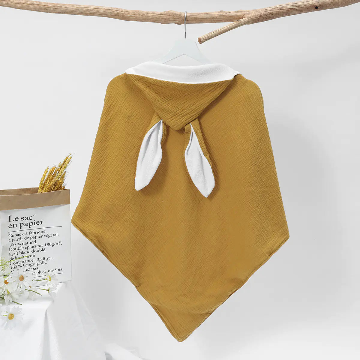 Hooded Cotton Baby Bath Towel with Double-layer Gauze