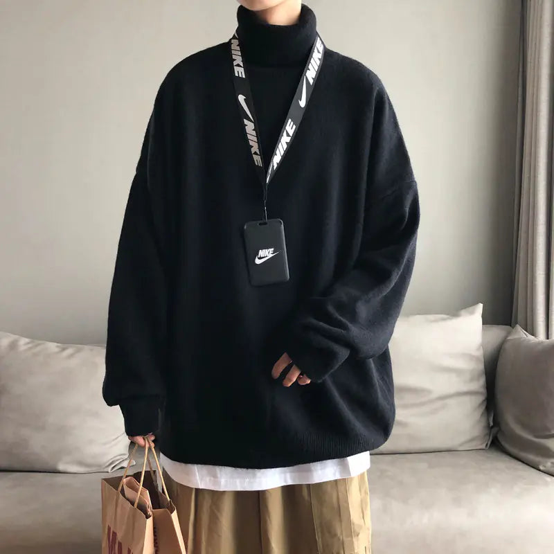 Men's Korean Style Loose Knit Turtleneck Sweater