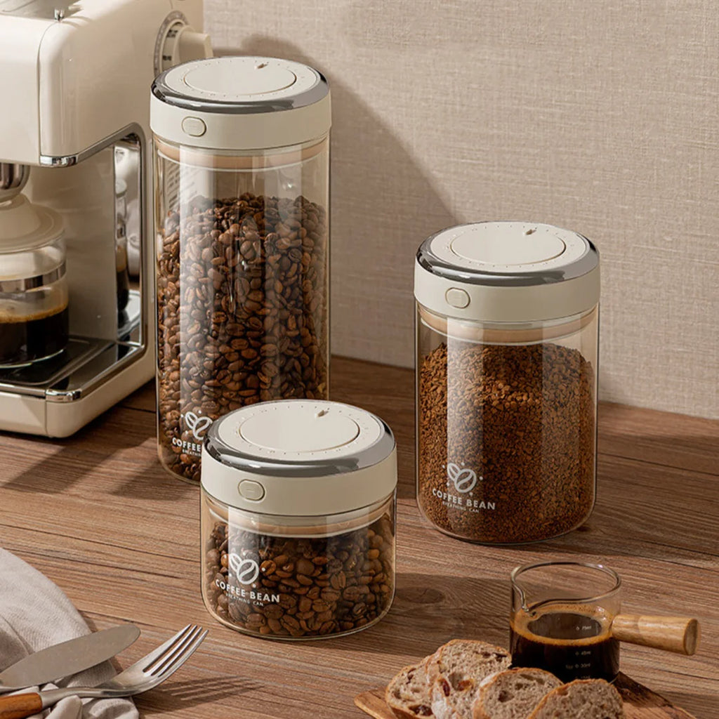 Vacuum-Sealed Coffee Bean Storage Canister – Airtight Freshness Keeper