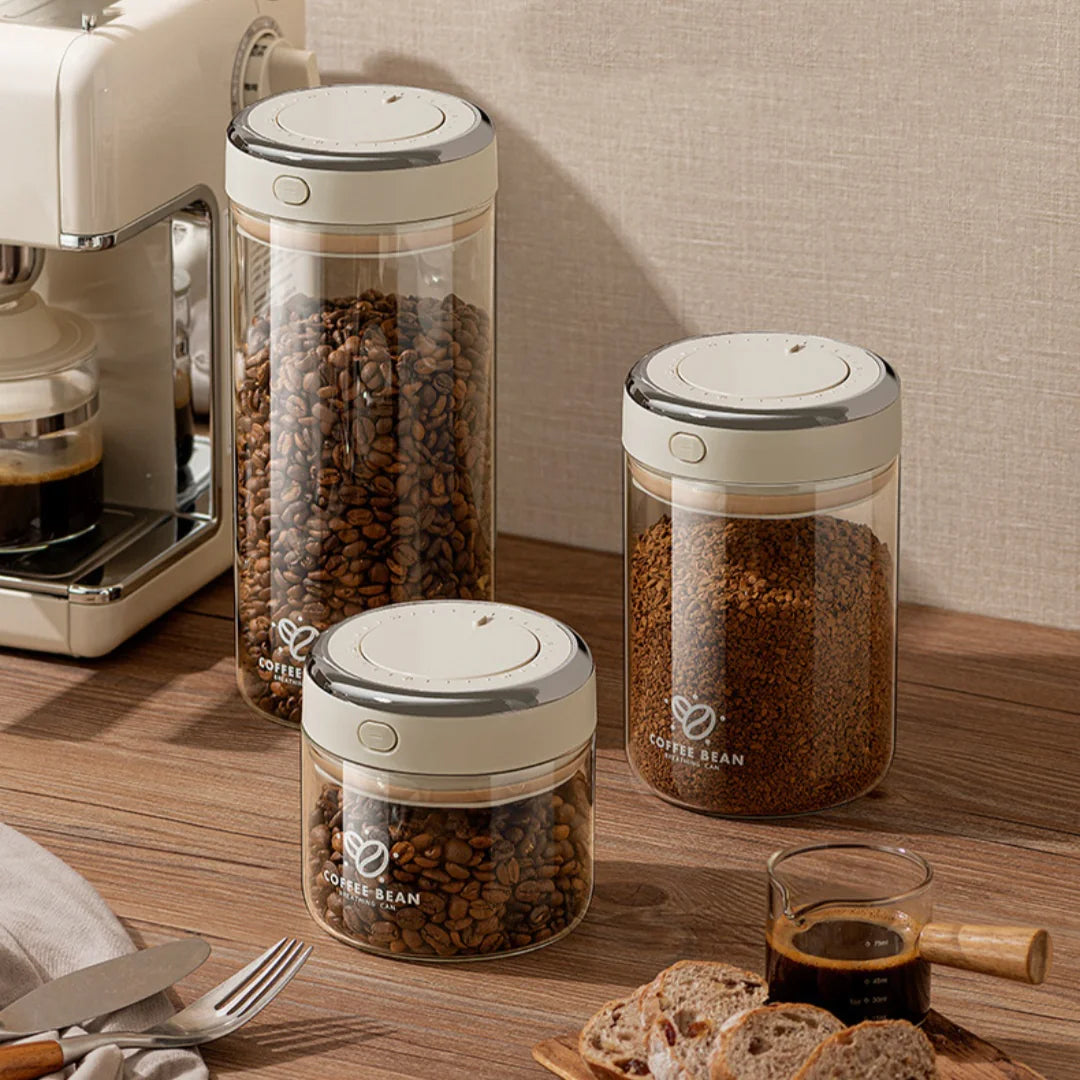 Vacuum-Sealed Coffee Bean Storage Canister – Airtight Freshness Keeper